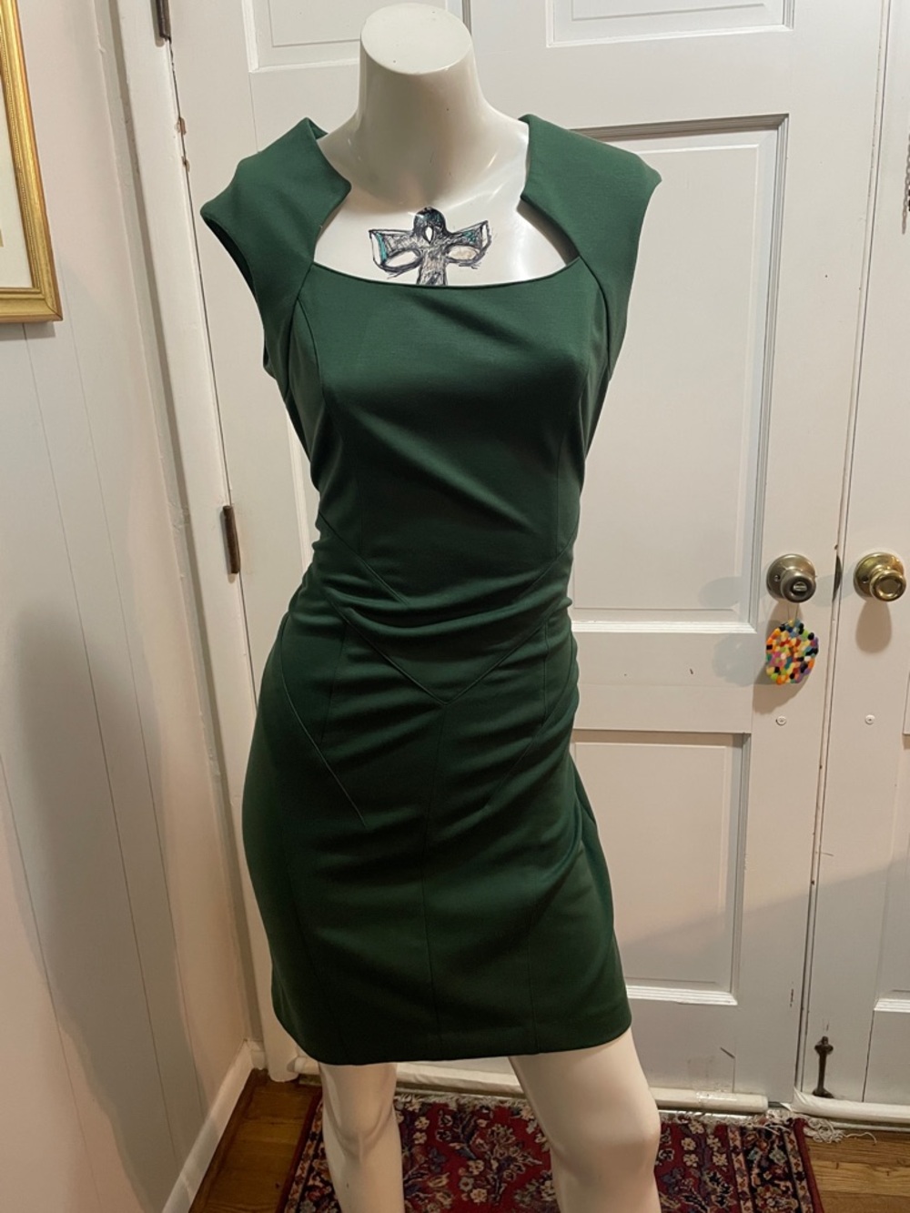 Vince Camuto Deep Green Cutout Sheath Midi Dress
